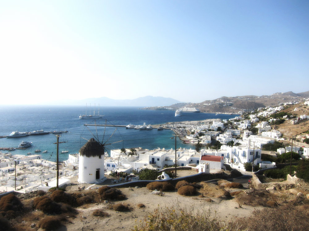 Mykonos Town with Windmill