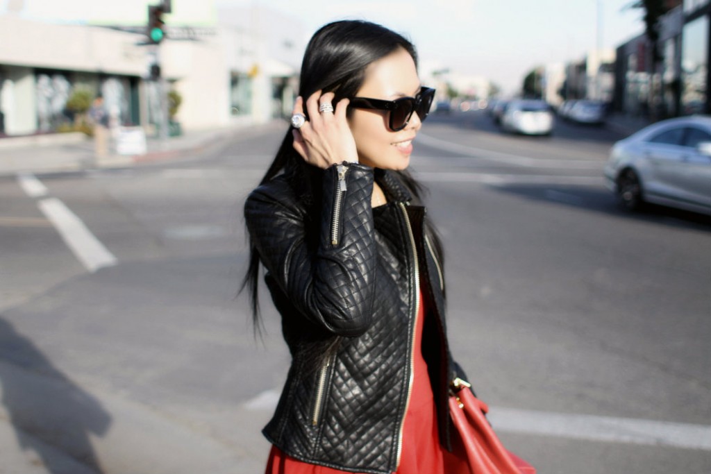 Choies Quilted Leather Look Biker Jacket