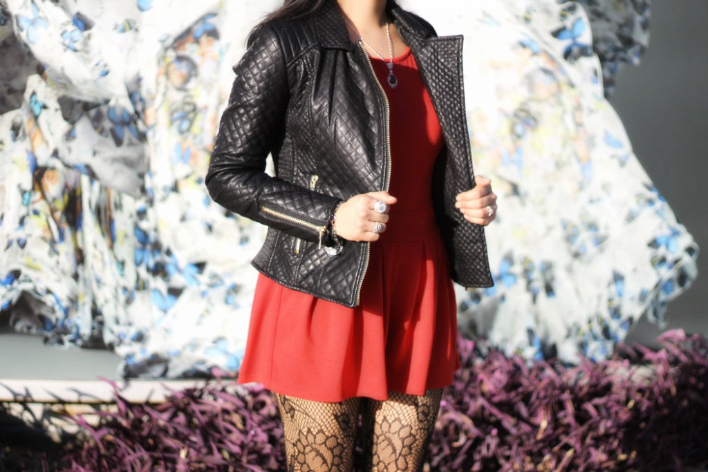 Quilted Leather Look Biker Jacket - Choies